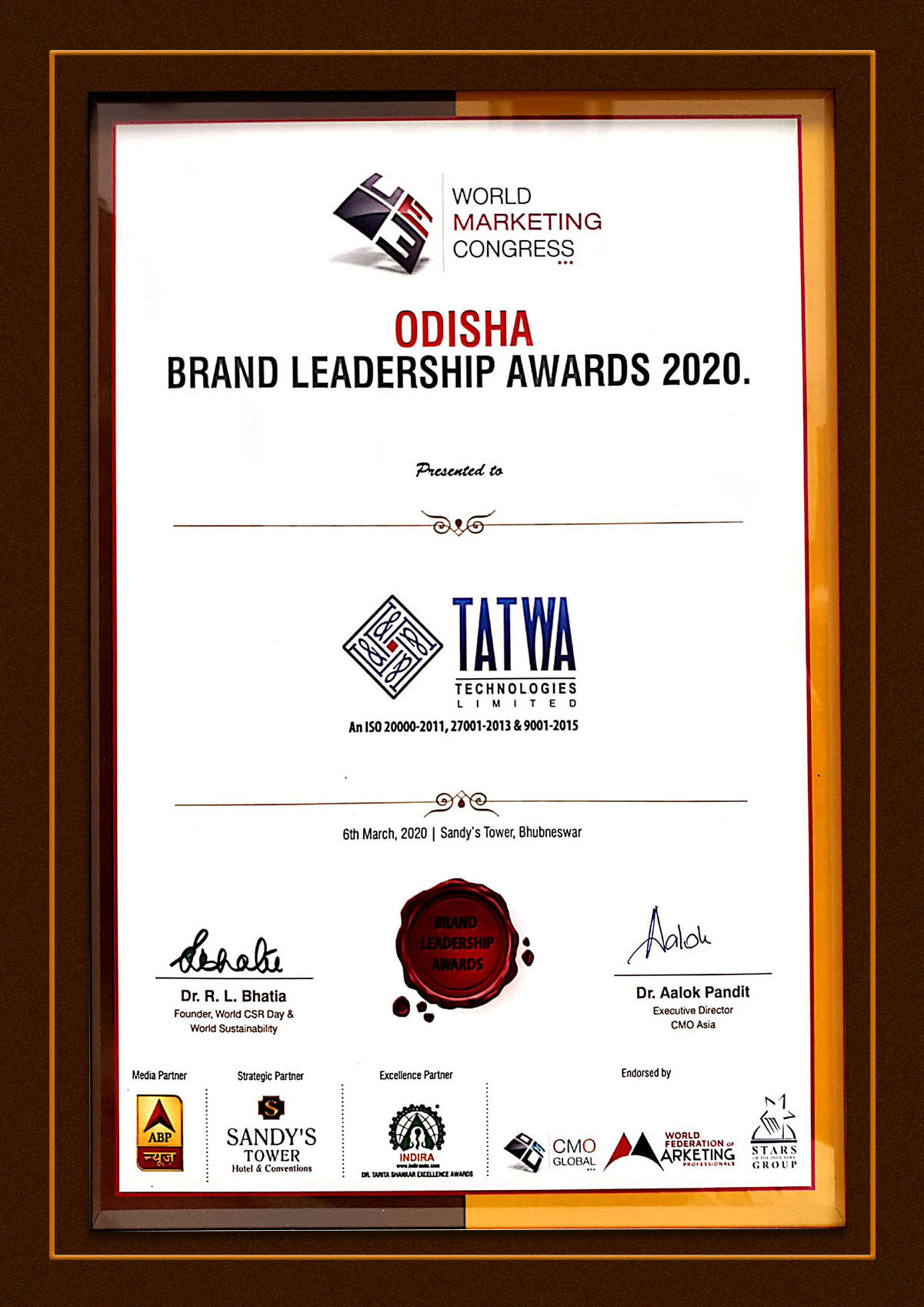 Odisha Brand Leadership Award 2020